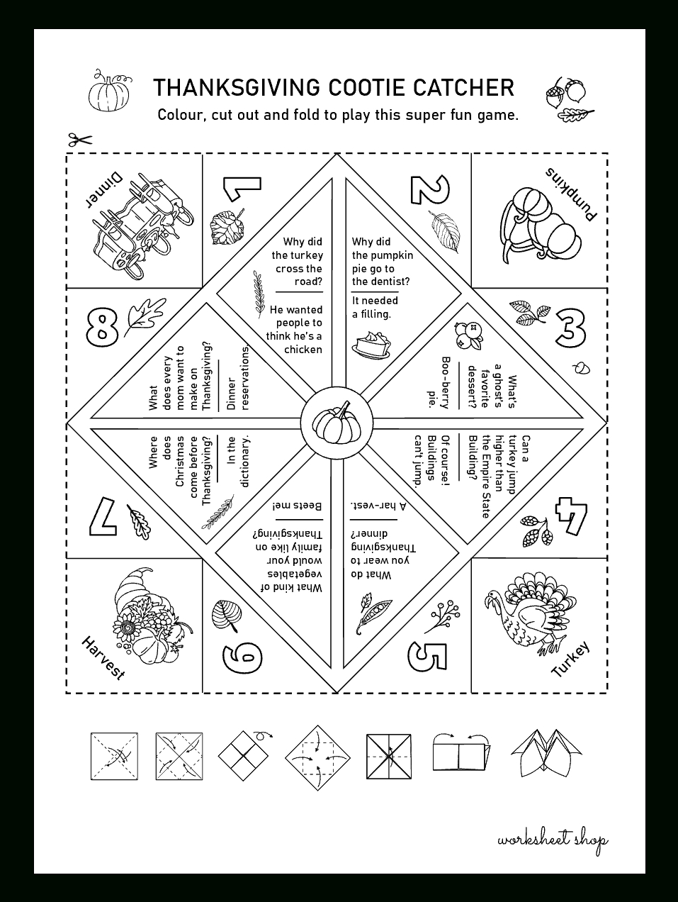 Thanksgiving Cootie Catcher – Worksheet Shop with regard to Thanksgiving Cootie Catcher Printable