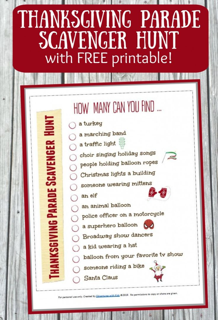 Thanksgiving Day Parade Scavenger Hunt (Free Printable!) throughout Macy&amp;#039;S Thanksgiving Parade Scavenger Hunt Printable