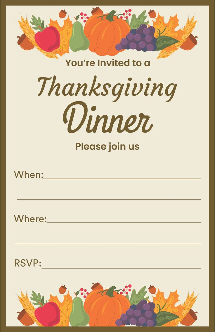 Thanksgiving Dinner Invitation Templates - 13 Free Pdf Printables regarding Invitations to Thanksgiving Dinner Free Printable