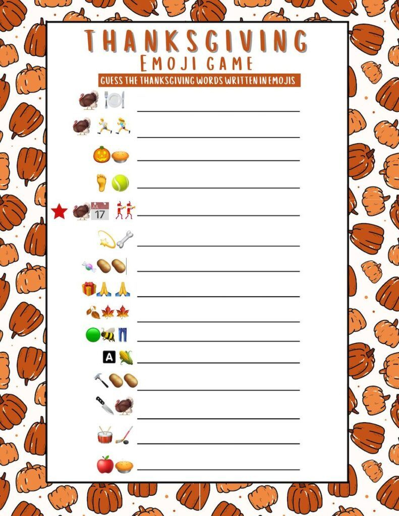 Thanksgiving Emoji Pictionary Game Free Printable - Originalmom with regard to Free Printable Thanksgiving Emoji Pictionary