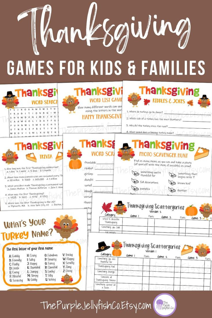 Thanksgiving Game Bundle, Thanksgiving Games Printable in Printable Thanksgiving Family Games