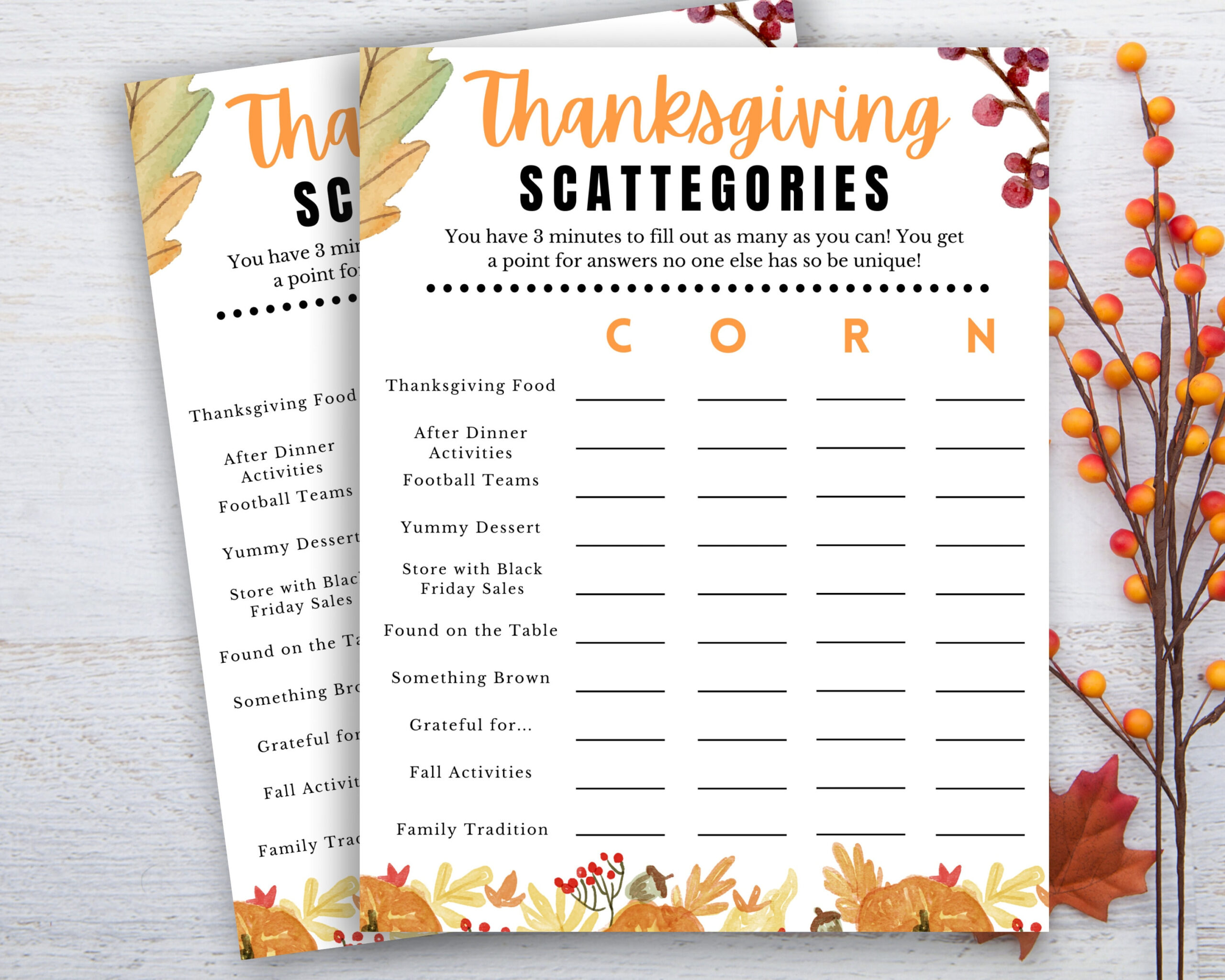 Thanksgiving Game Printable, Thanksgiving Scattegories pertaining to Printable Thanksgiving Family Games