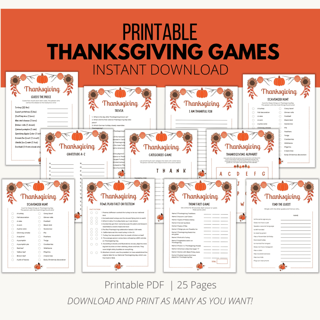 Thanksgiving Games Printable {Downloadable Pdf} regarding Thanksgiving Printable Games For Adults