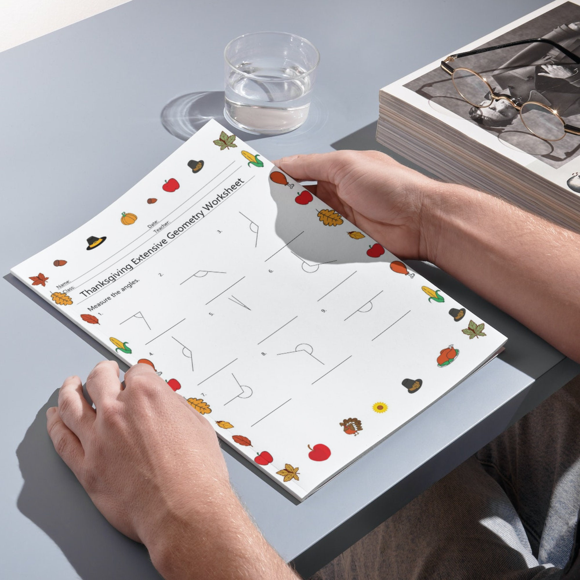 Thanksgiving Geometry Worksheet: Angles, Area, Volume (No Prep) throughout Thanksgiving Geometry Worksheet