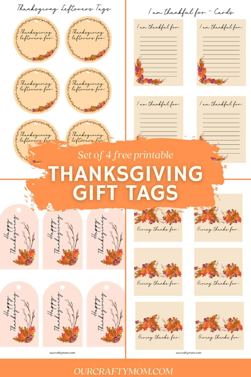 Thanksgiving Gift Tags - 4 Free Printable Designs regarding Thanksgiving Tags Free Printable