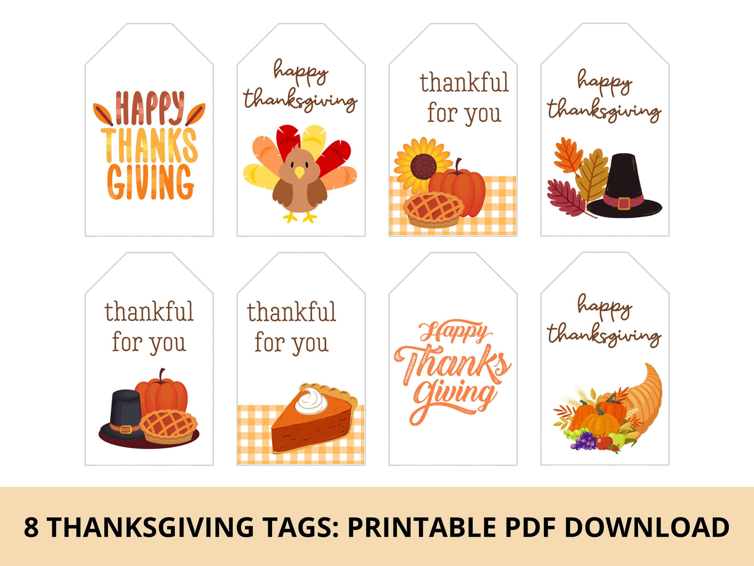 Thanksgiving Gift Tags & Treat Tags | Printable Pdf Download - Etsy with regard to Happy Thanksgiving Printable Gift Tags