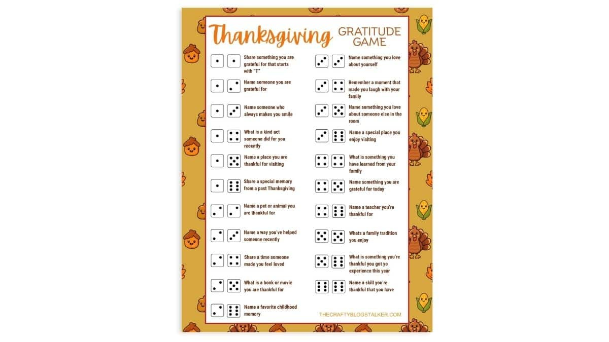 Thanksgiving Gratitude Game Free Printable Card regarding Thanksgiving Gratitude Game Printable