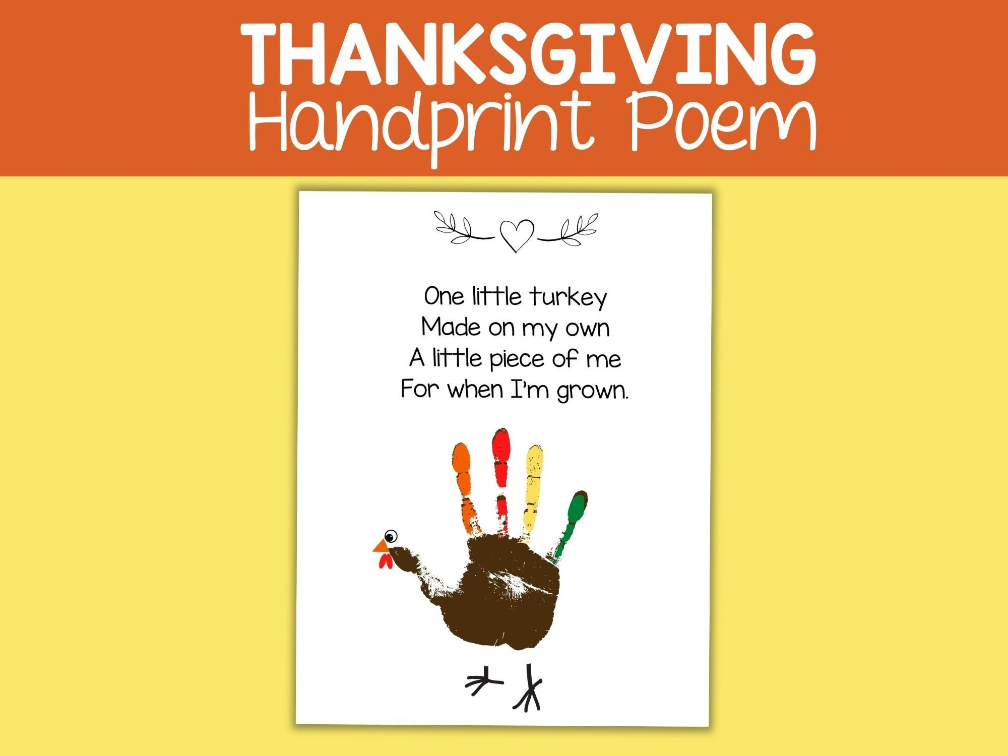 Thanksgiving Handprint Art Turkey Poem, Fall Crafts For Kids with Thanksgiving Poems For Preschoolers