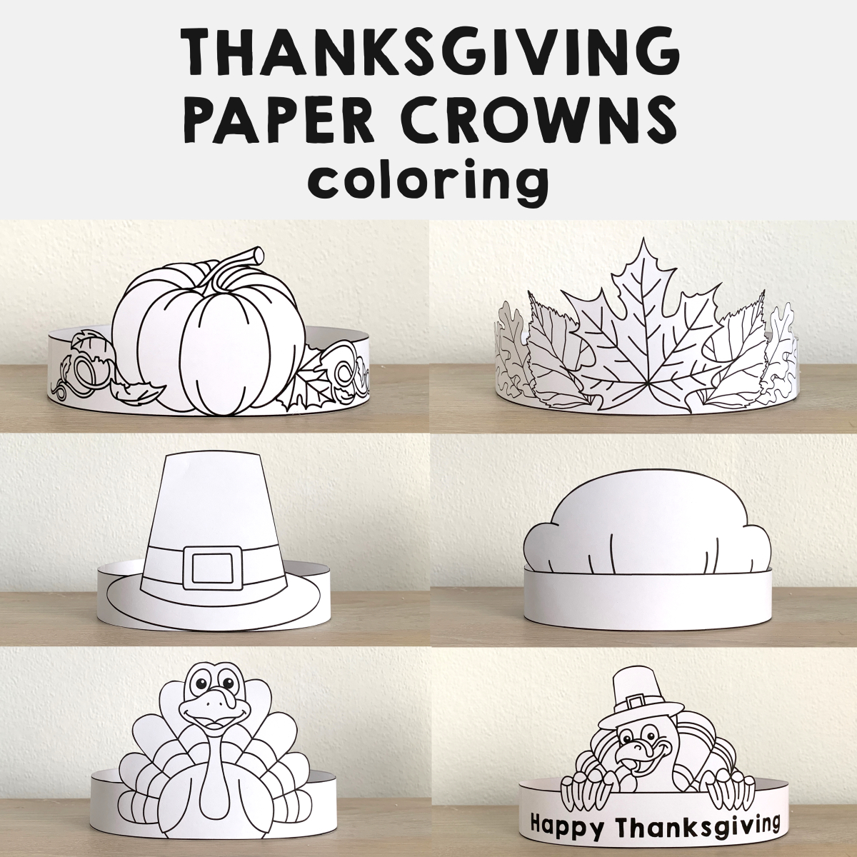 Thanksgiving Hats Crowns Printable Paper Coloring Fall Autumn pertaining to Thanksgiving Hat Craft Printable