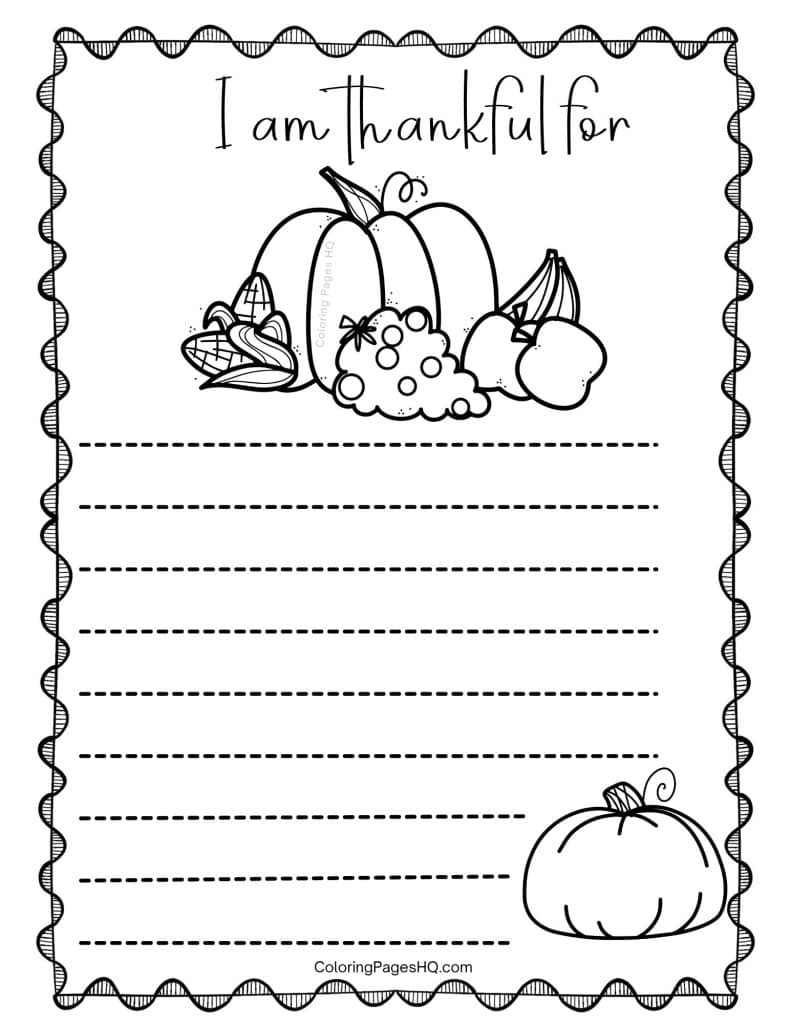 Thanksgiving I Am Thankful For Coloring Pages (Free Pdf Printables regarding I am Thankful For Free Printable Coloring Pages