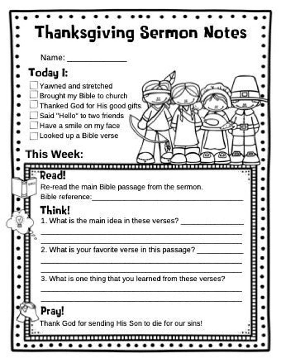 Thanksgiving Kids Sermon Notes, Fall Harvest Bible Study, Kids throughout Thanksgiving Bible Worksheets