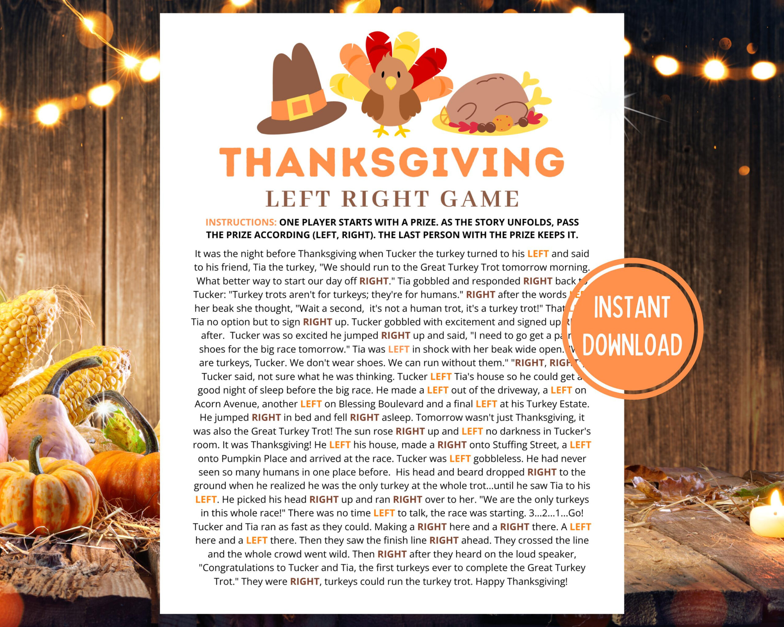 Thanksgiving Left Right Game | Thanksgiving Game | Thanksgiving inside Left Right Thanksgiving Game Printable