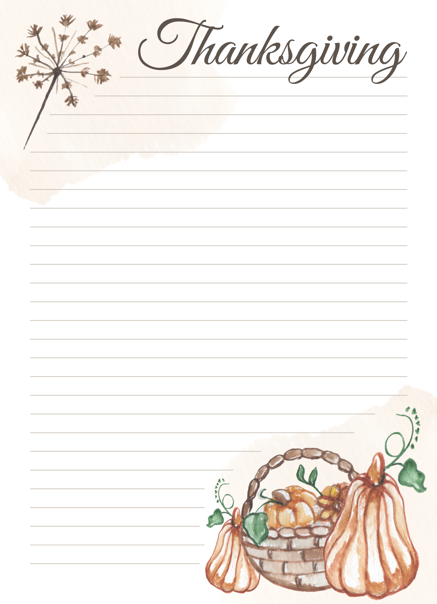 Thanksgiving Lined Paper Free Google Docs Template - Gdoc.io with regard to Printable Thanksgiving Letter Template