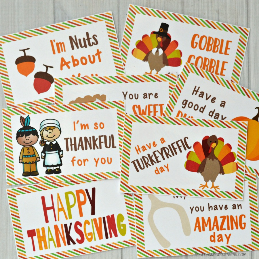 Thanksgiving Lunch Box Notes - The Resourceful Mama for Free Printable Thanksgiving Notes