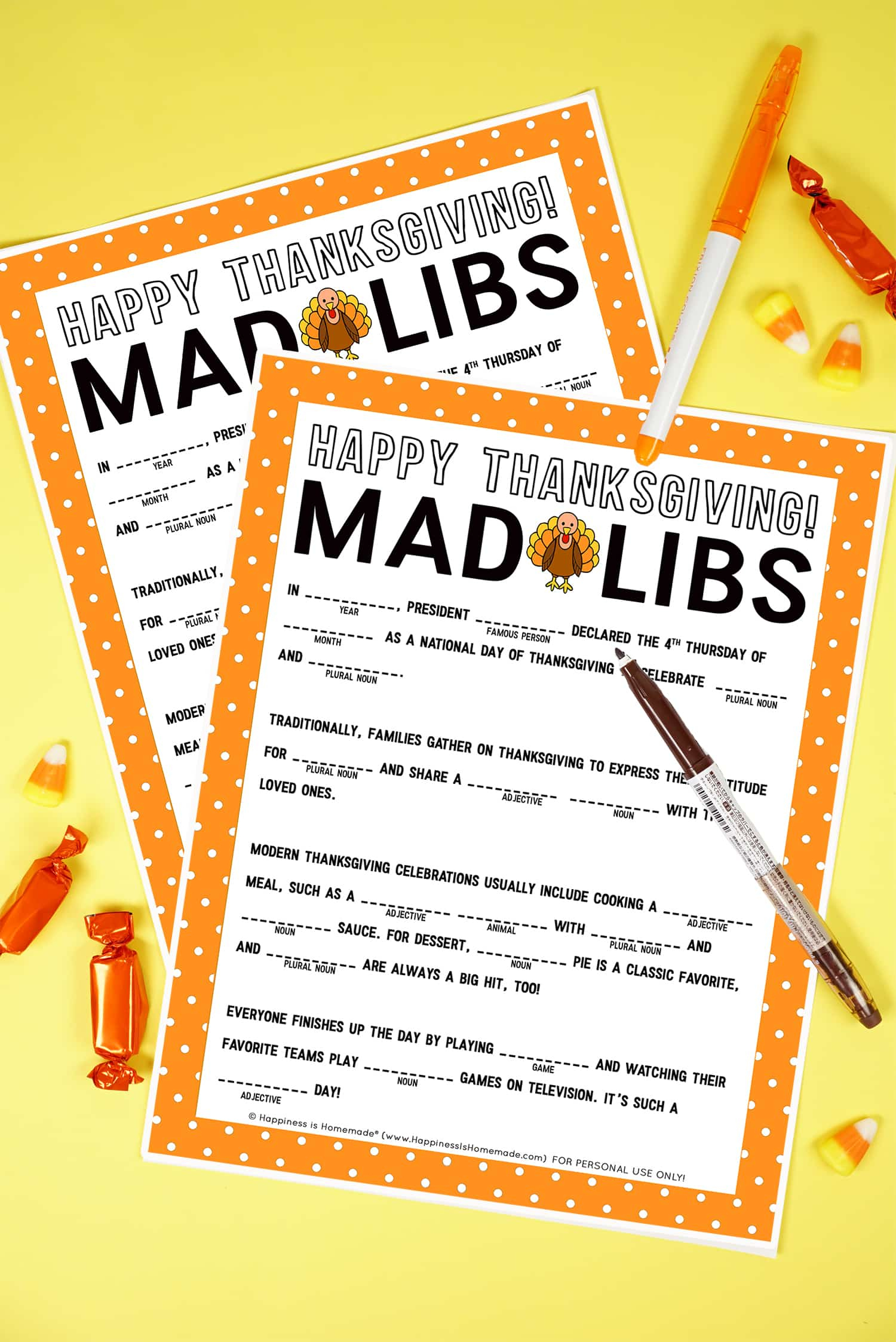 Thanksgiving Mad Libs Printable Game - Happiness Is Homemade for Thanksgiving Mad Libs Printable