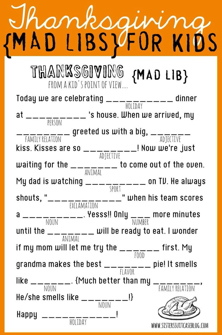 Thanksgiving Mad Libs Printable - My Sister&amp;#039;S Suitcase - Packed with regard to Printable Mad Libs Thanksgiving