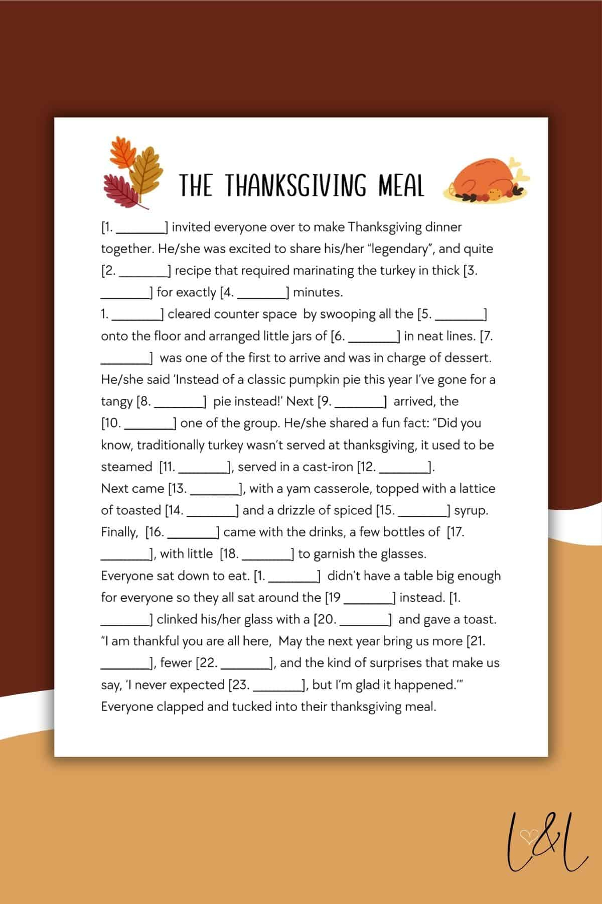 Thanksgiving Mad Libs Style Free Printable - Love &amp;amp; Laugh Games in Mad Libs Thanksgiving Printable