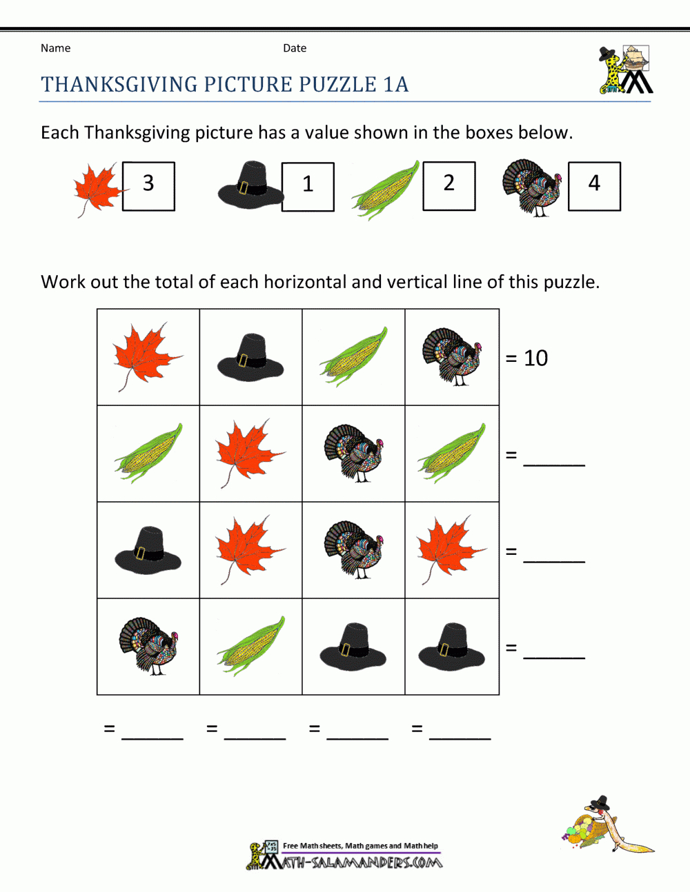 Thanksgiving Math Activities First Grade within Thanksgiving Math Worksheets Preschool