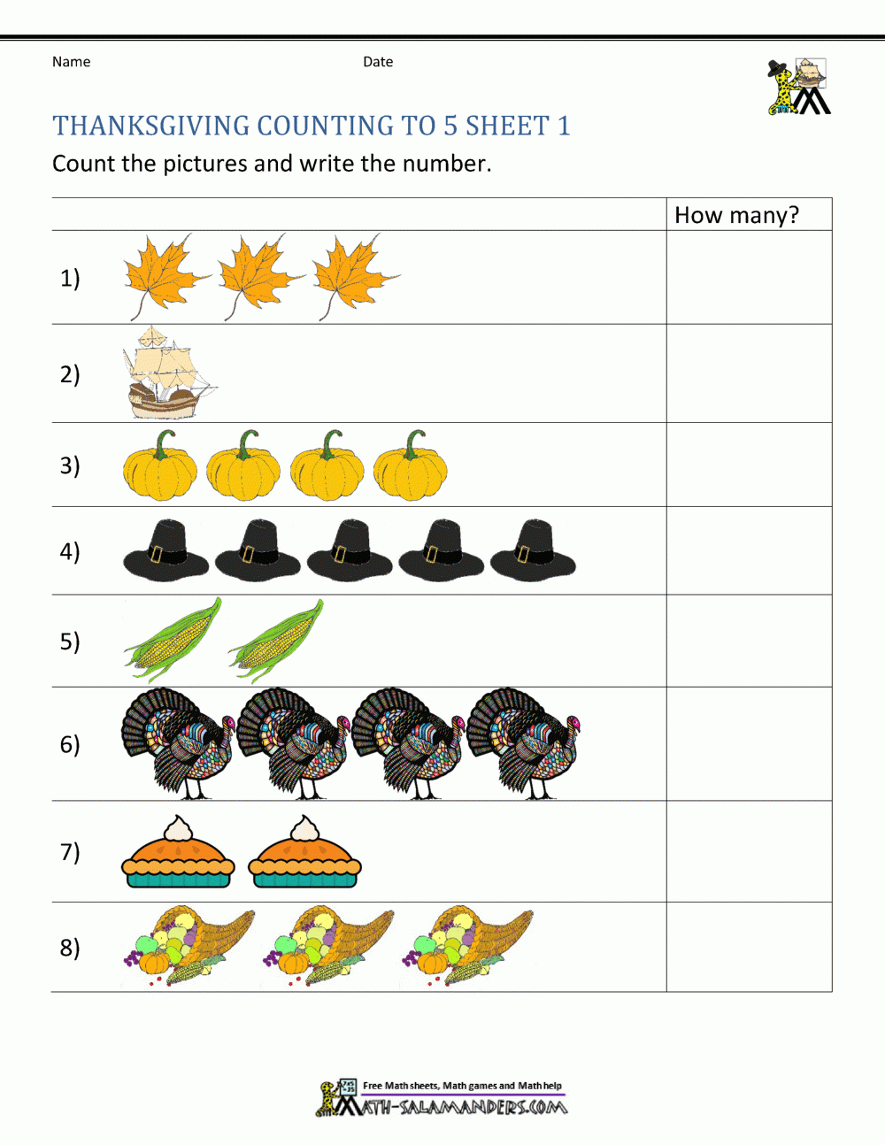 Thanksgiving Math Activities For Kindergarten for Thanksgiving Math Worksheets For Preschool