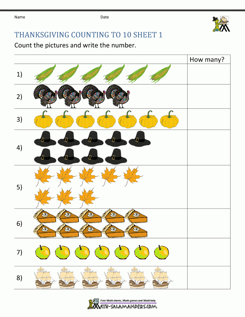 Thanksgiving Math Activities For Kindergarten regarding Thanksgiving Math Worksheets Preschool