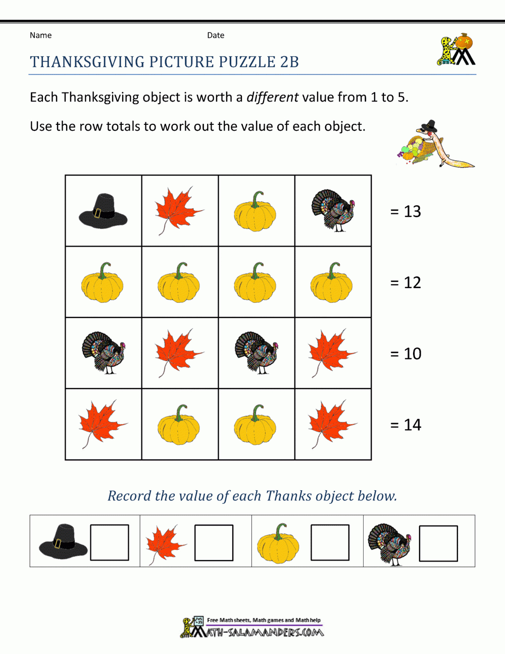 Thanksgiving Math Worksheets 2Nd Grade for Thanksgiving Turkey Math Worksheet