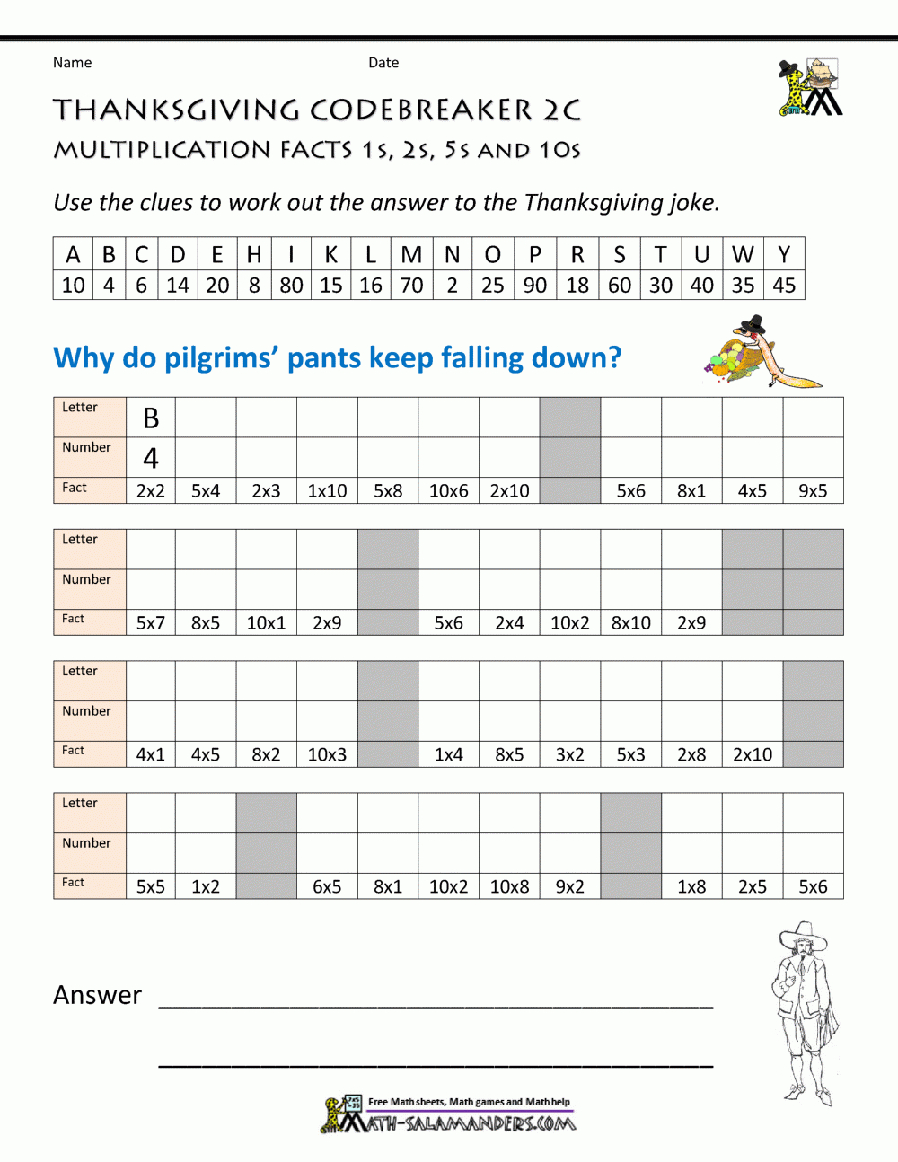 Thanksgiving Math Worksheets 2Nd Grade inside Free Printable Thanksgiving Multiplication Worksheets
