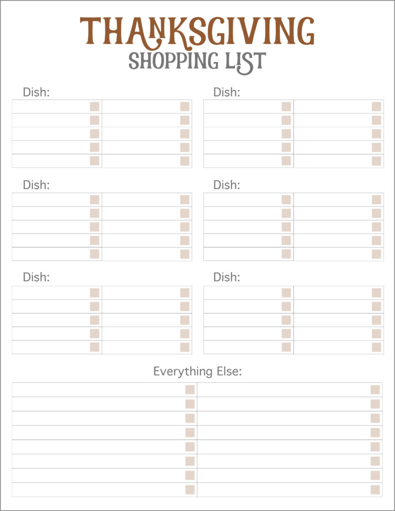 Thanksgiving Meal Planners &amp;amp; Shopping List Printables - Free intended for Thanksgiving Shopping List Printable