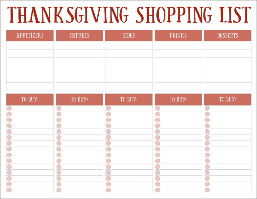 Thanksgiving Meal Planners &amp;amp; Shopping List Printables - Free regarding Thanksgiving Dinner Shopping List Printable