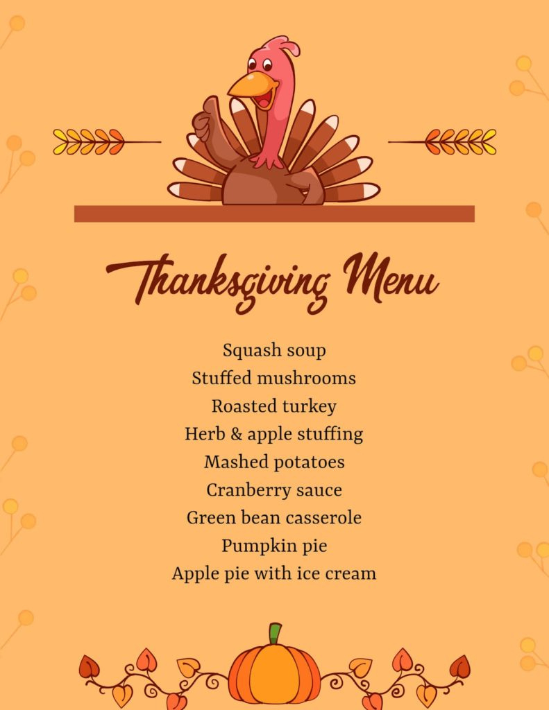 Thanksgiving Menu Design Ideas, Examples, And Samples pertaining to Thanksgiving Menu Template Kids
