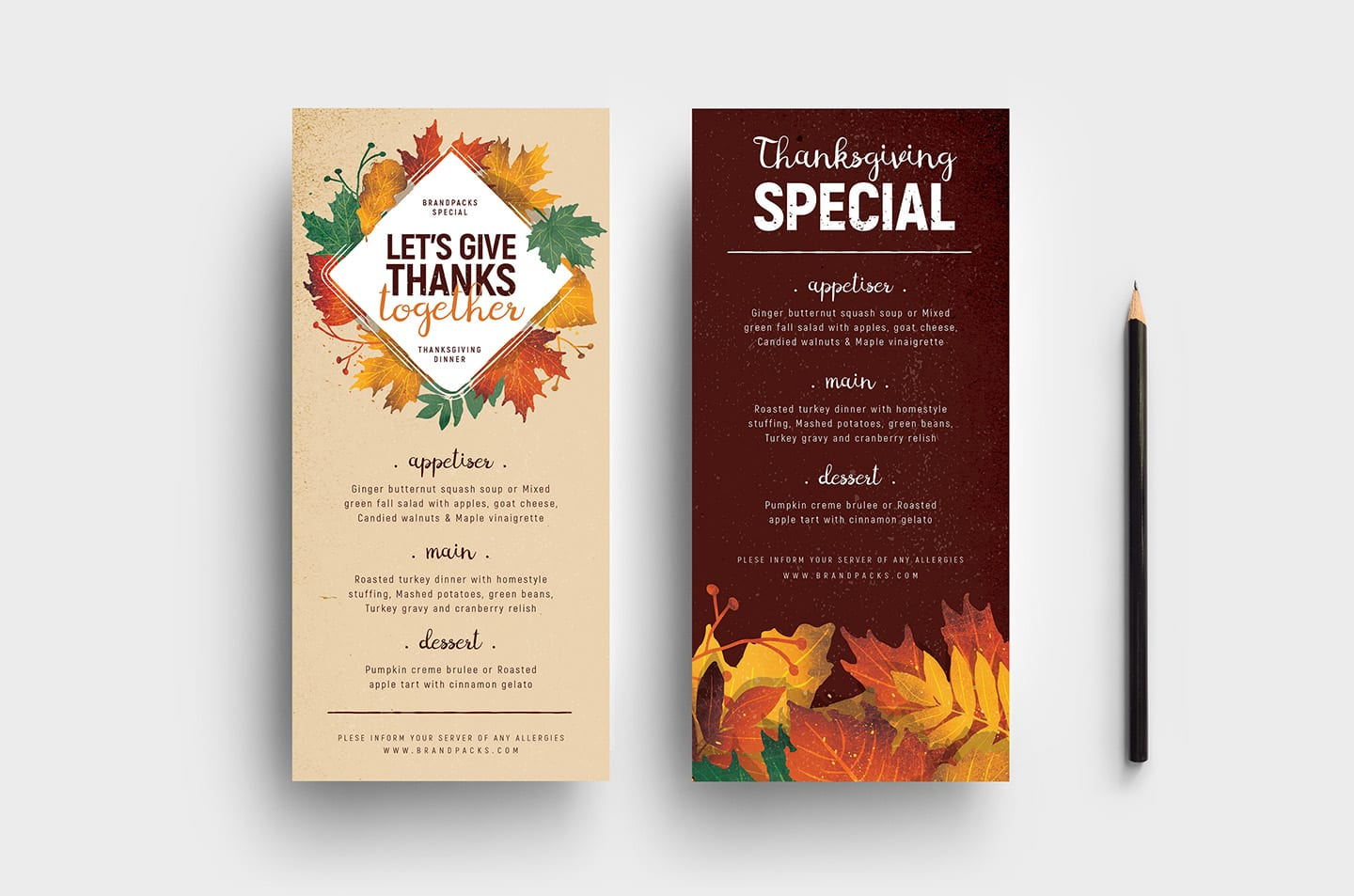 Thanksgiving Menu Dl Card - Brandpacks with regard to Thanksgiving Menu Card Template