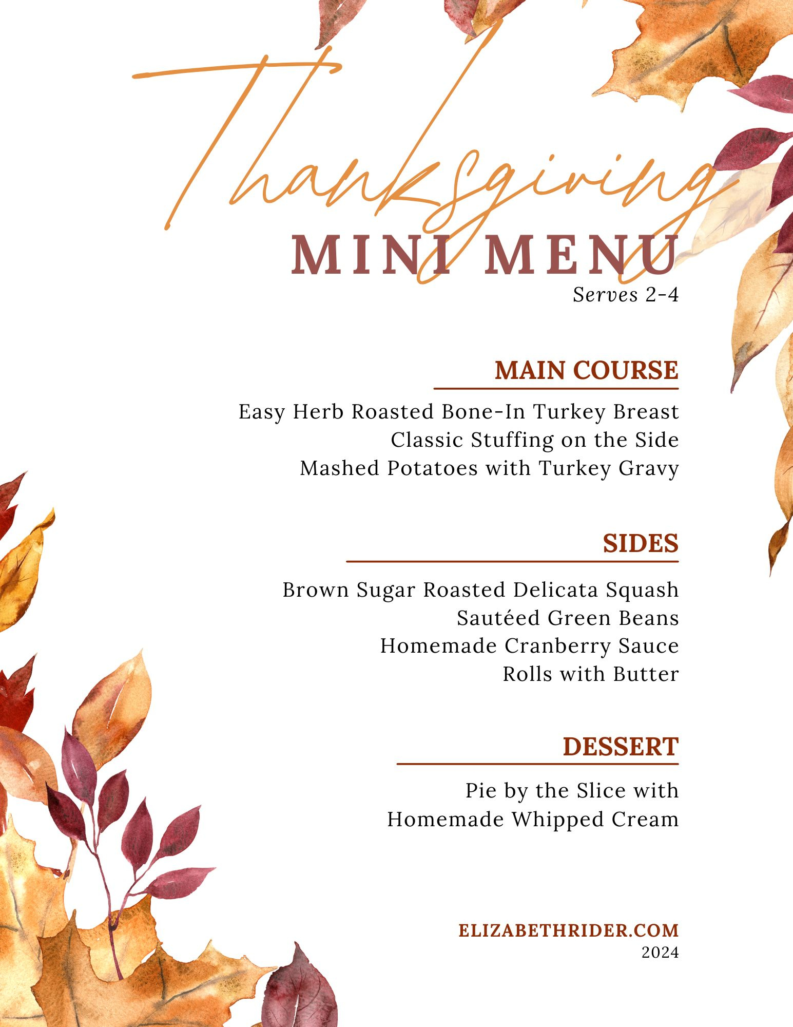 Thanksgiving Menu Ideas | Elizabeth Rider with regard to Thanksgiving Menu Template Cranberries