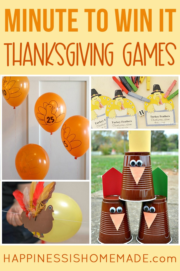 Thanksgiving Minute To Win It Games - Happiness Is Homemade regarding Minute to Win It Thanksgiving Games Printable