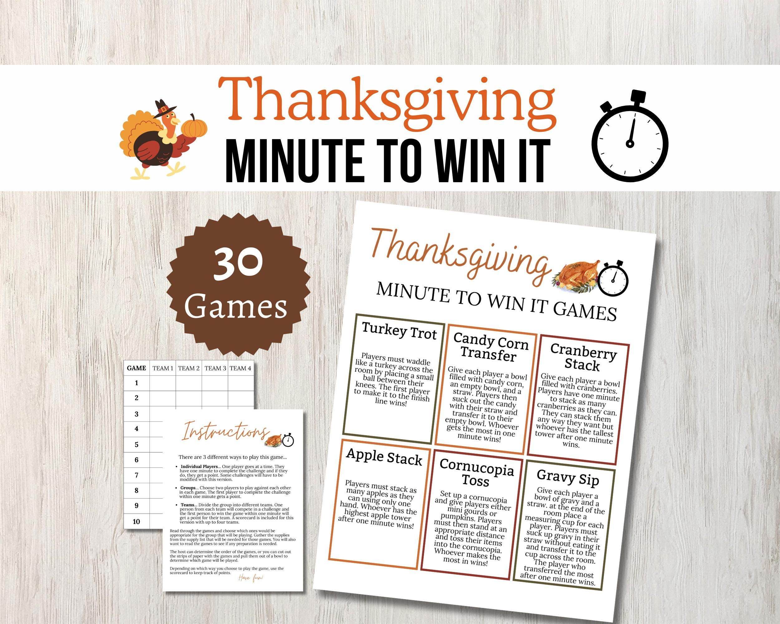 Thanksgiving Minute To Win It Games, Printable Thanksgiving Party within Minute to Win It Thanksgiving Games Printable
