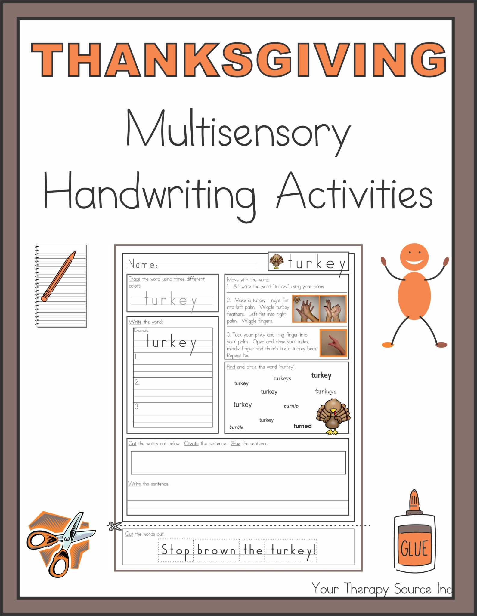 Thanksgiving Multisensory Handwriting Activities - Your Therapy Source within Thanksgiving Handwriting Worksheets