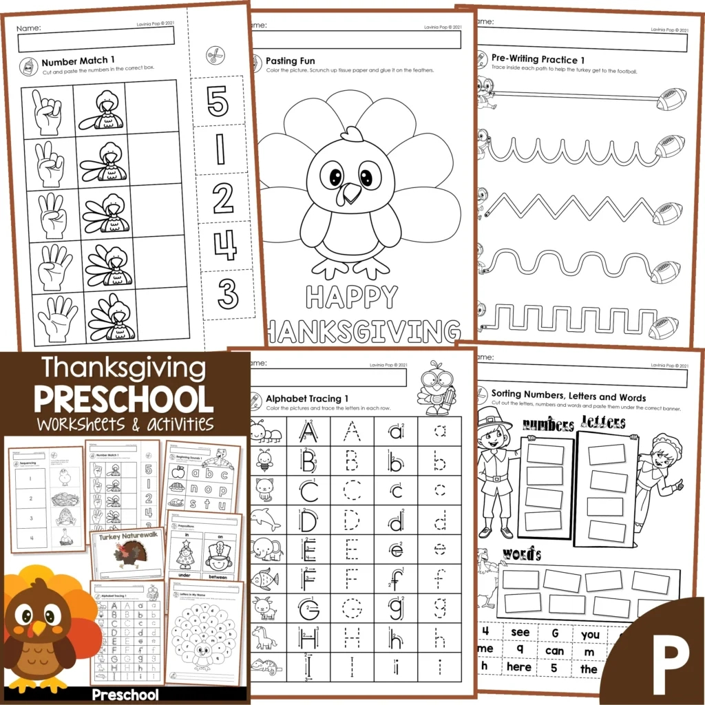 Thanksgiving No Prep Preschool Worksheets & Activities - In My World with Thanksgiving Preschool Activities Printable