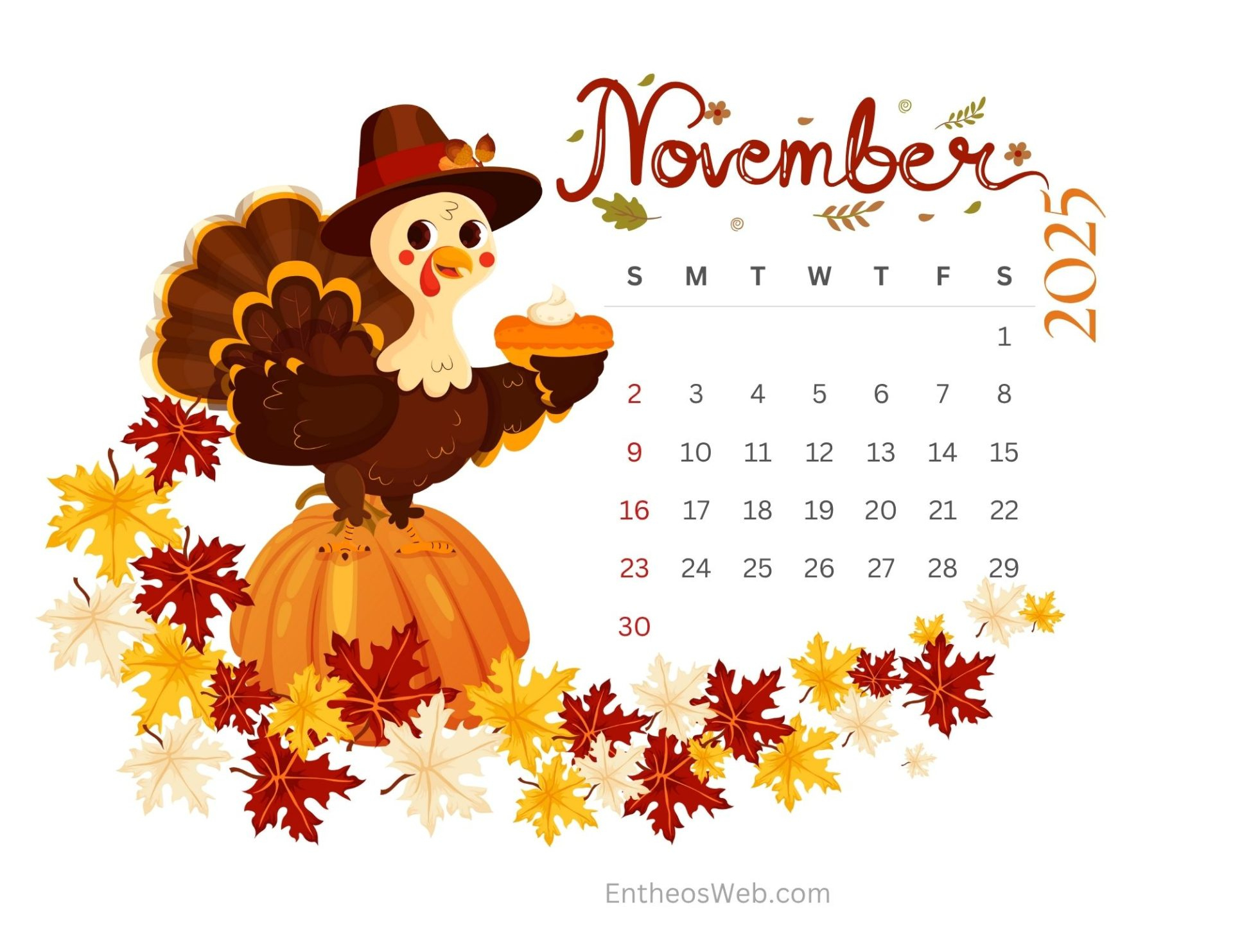 Thanksgiving November Printable Calendar | Entheosweb within Thanksgiving 2025 Pictures Printable