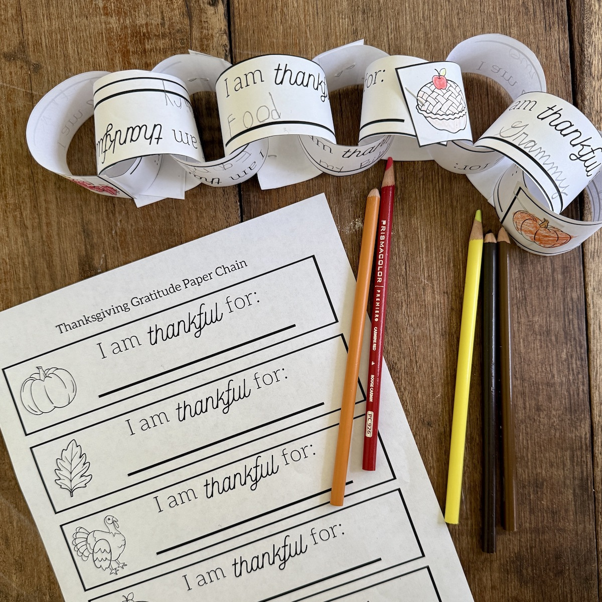 Thanksgiving Paper Chain Activity For Kids [Free Pdf] | Treehouse with Oh Boy Am I Thankful Printable
