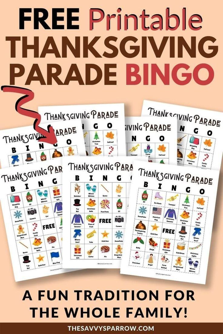 Thanksgiving Parade Bingo Game - Free Printable Thanksgiving Game in Thanksgiving Parade Bingo Printables