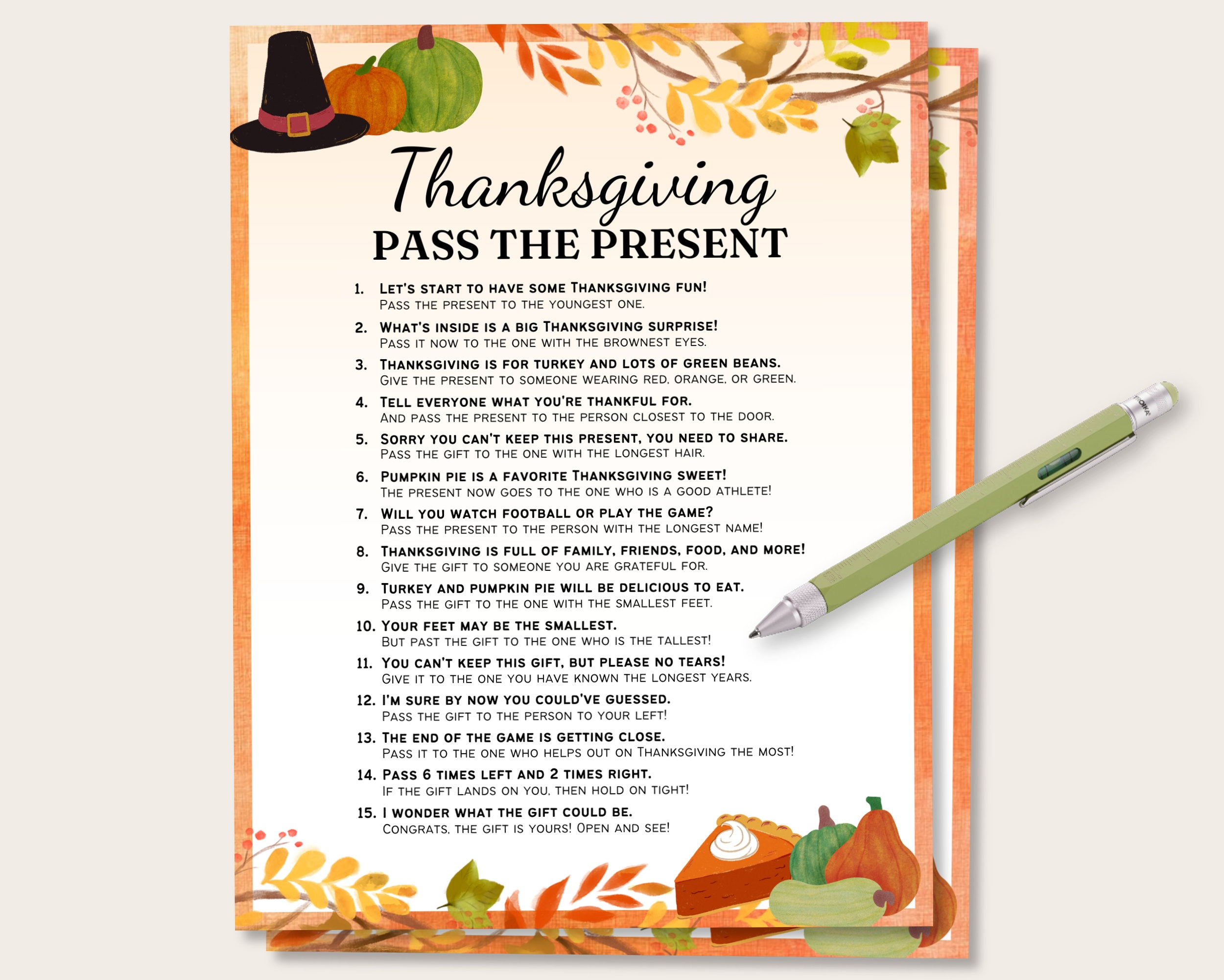 Thanksgiving Pass The Present, Thanksgiving Pass The Gift Game with Thanksgiving Pass The Present Game Free Printable