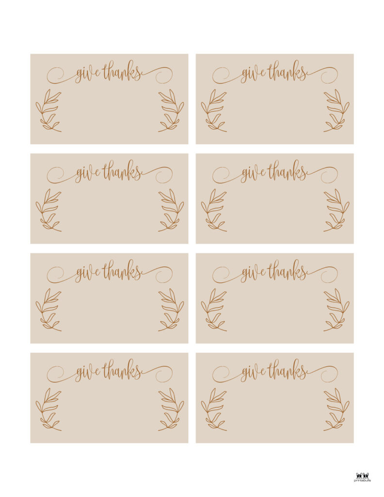 Thanksgiving Place Cards - 15 Free Printable Sets | Printabulls with Free Printable Thanksgiving Name Place Cards