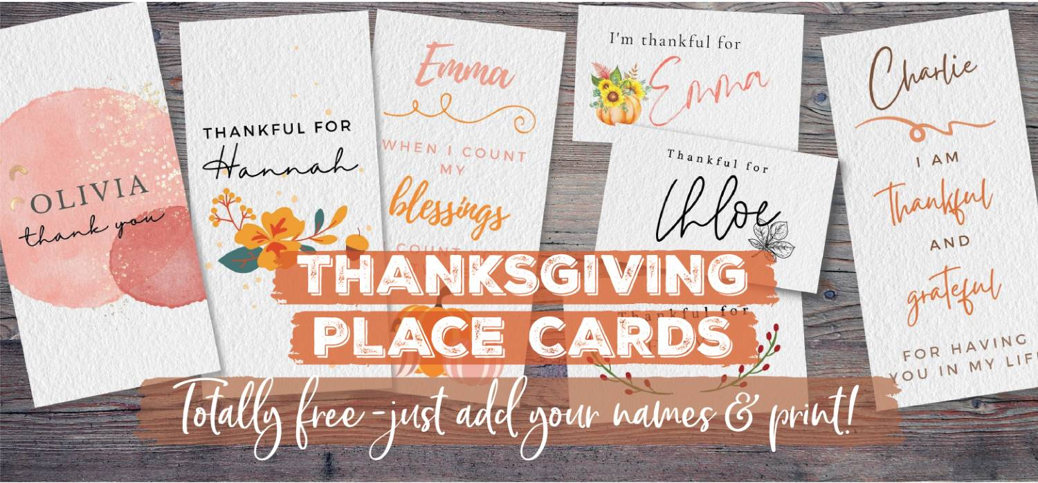 Thanksgiving Place Cards | Free Printables - Just Customize & Print! regarding Thanksgiving Free Printable Place Cards