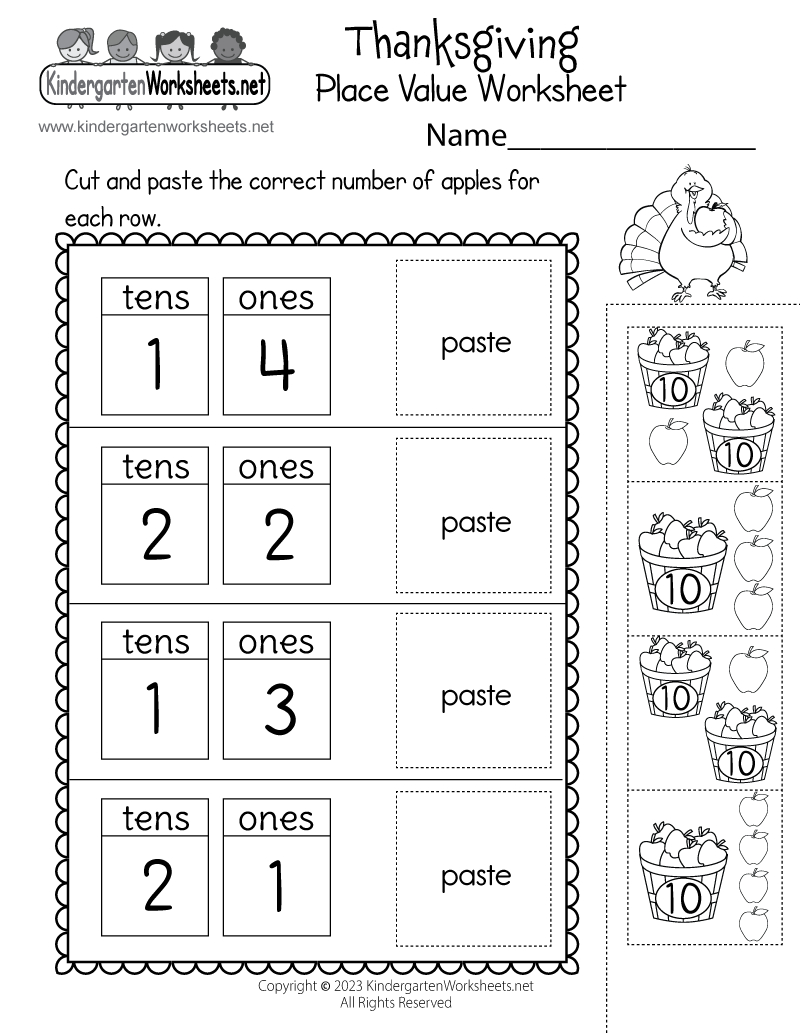 Thanksgiving Place Value Worksheet - Free Printable, Digital, &amp;amp; Pdf intended for Thanksgiving Math Worksheets Kindergarten