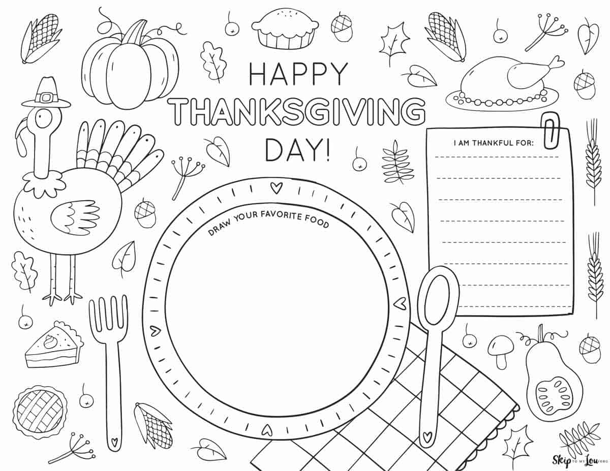 Thanksgiving Placemats | Skip To My Lou regarding Free Printable Thanksgiving Template
