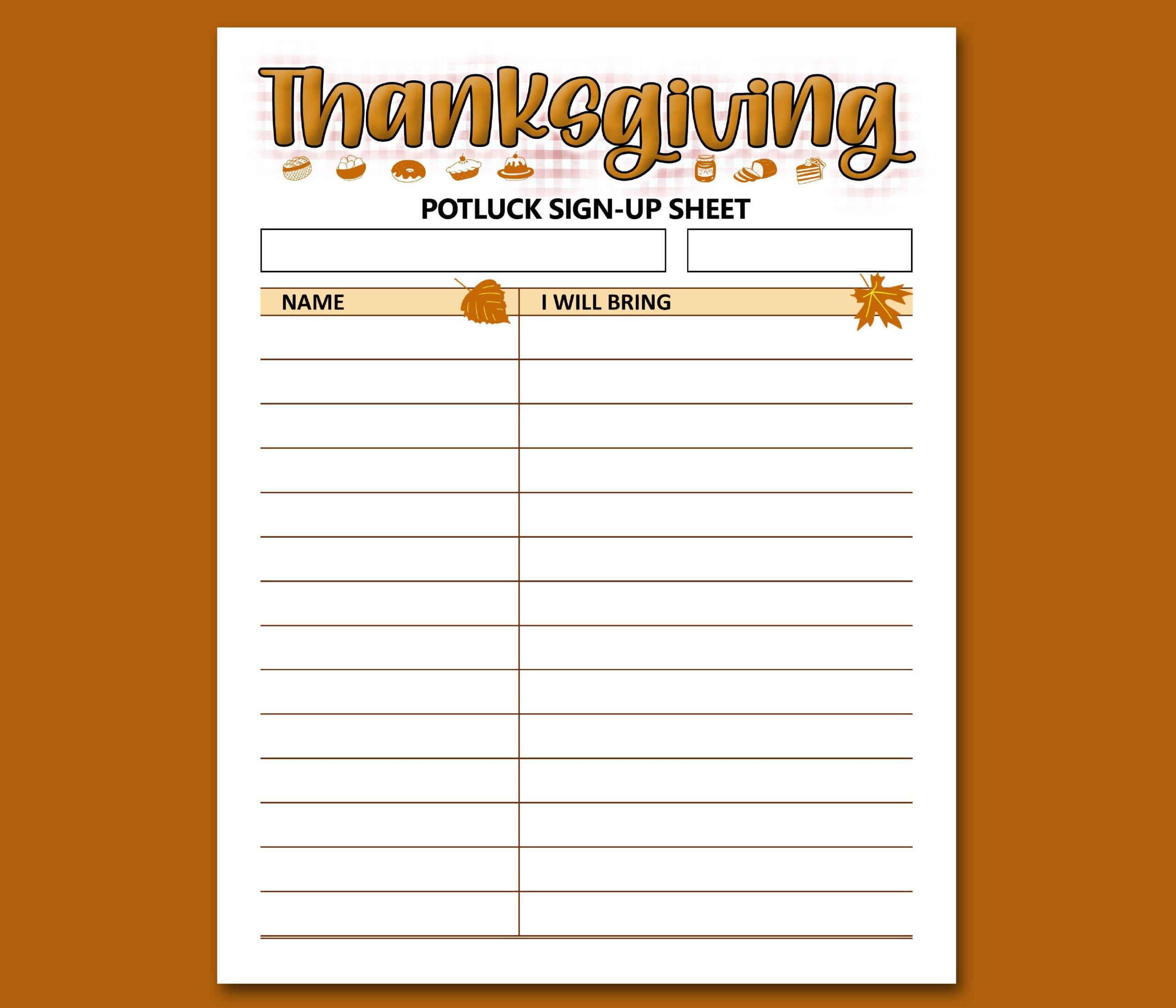 Thanksgiving Potluck Sign Up Sheet Printable Form, Letter Size regarding Free Printable Thanksgiving Potluck Sign Up Sheet
