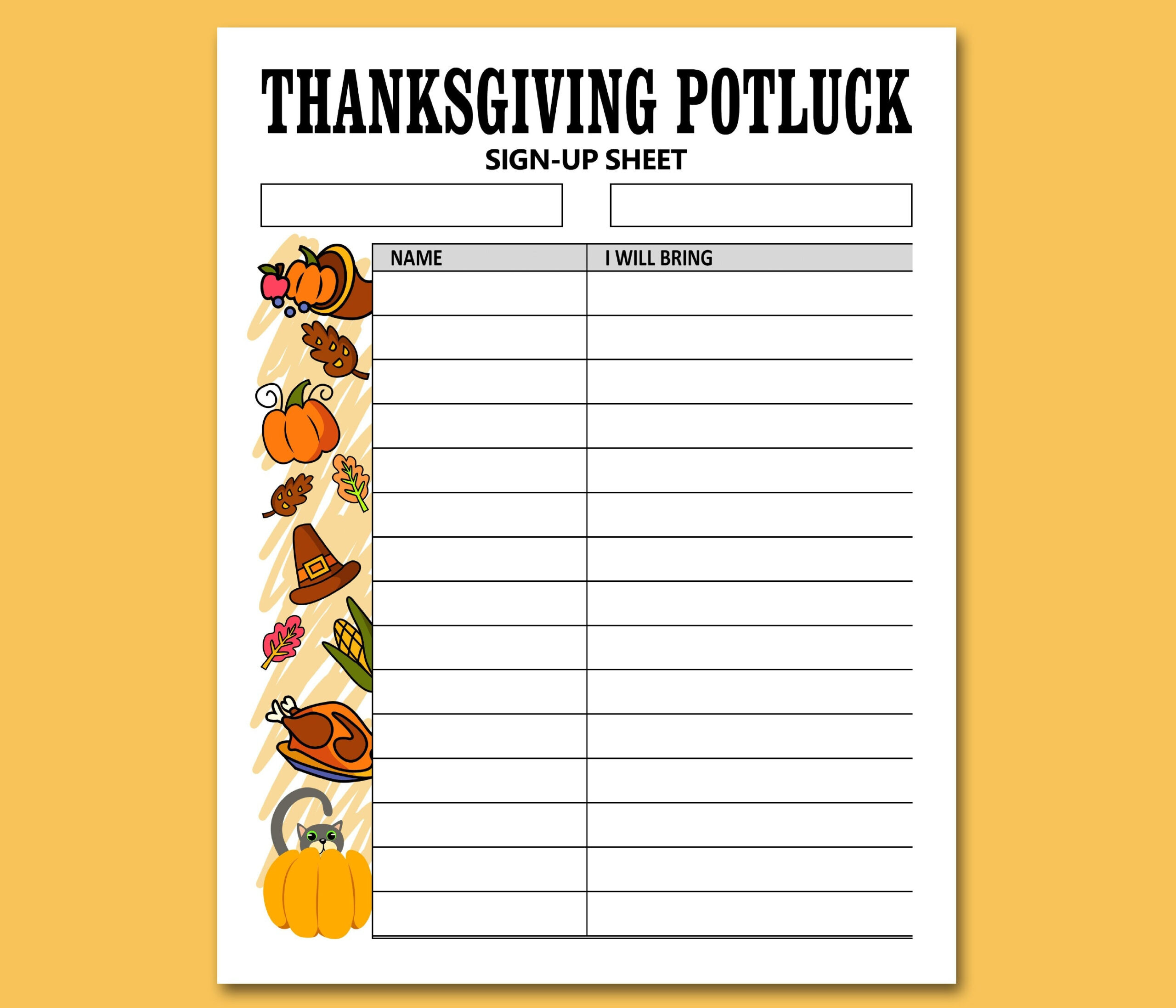 Thanksgiving Potluck Sign Up Sheet Printable Letter - Etsy New Zealand in Printable Sign Up Sheet For Thanksgiving Potluck