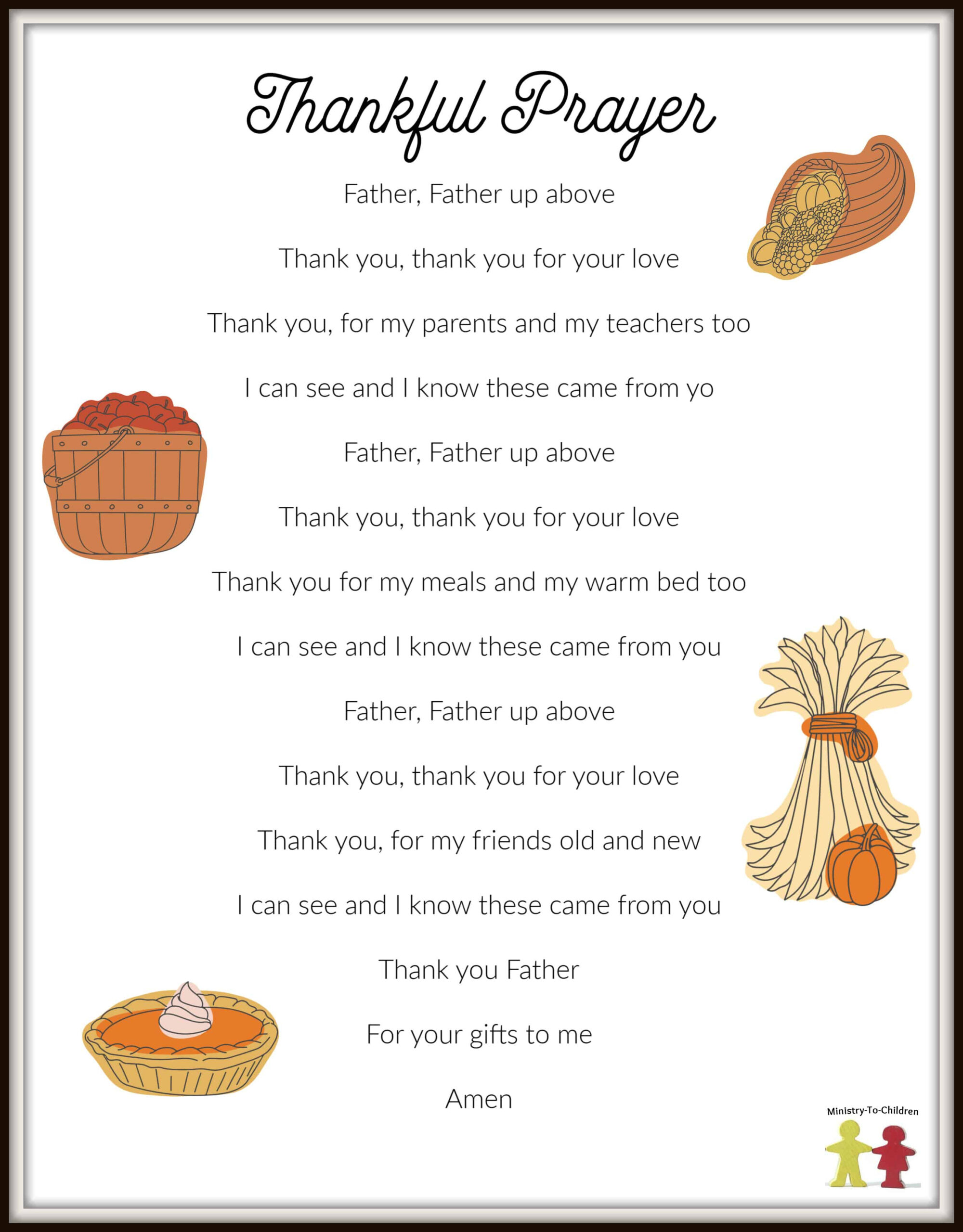 Thanksgiving Prayer For Children (Pdf Printable) in Free Printable Thanksgiving Prayers