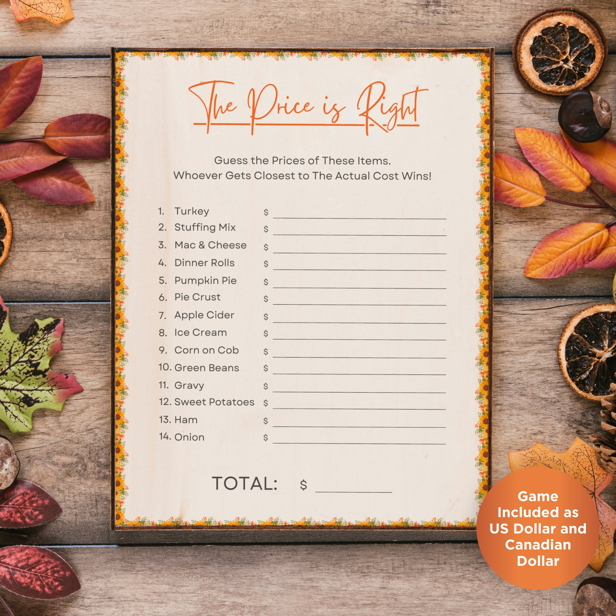 Thanksgiving-Preis Ist Richtig - Etsy.de intended for Thanksgiving Price Is Right Free Printable