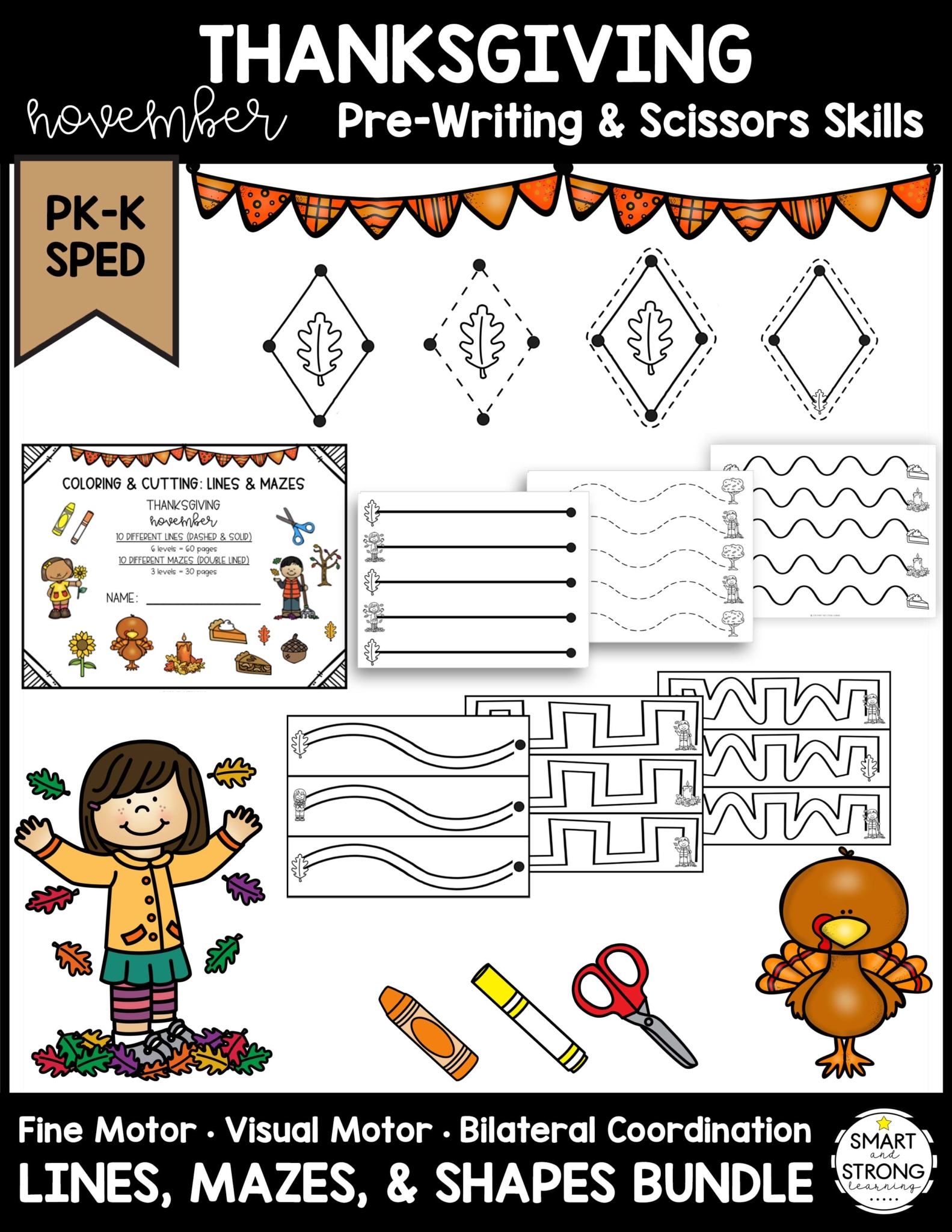 Thanksgiving Prewriting And Shapes Activities - Your Therapy Source for Free Printable Thanksgiving Writing Worksheets