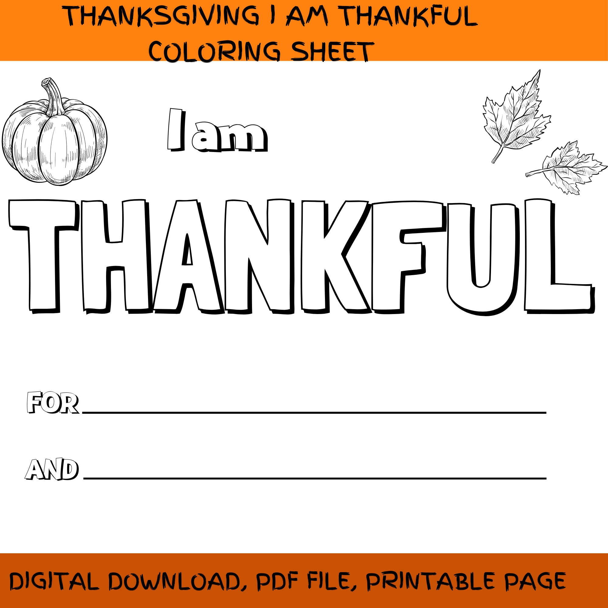 Thanksgiving Printable For Kids, I Am Thankful For Printable inside Thanksgiving I Am Thankful Printables