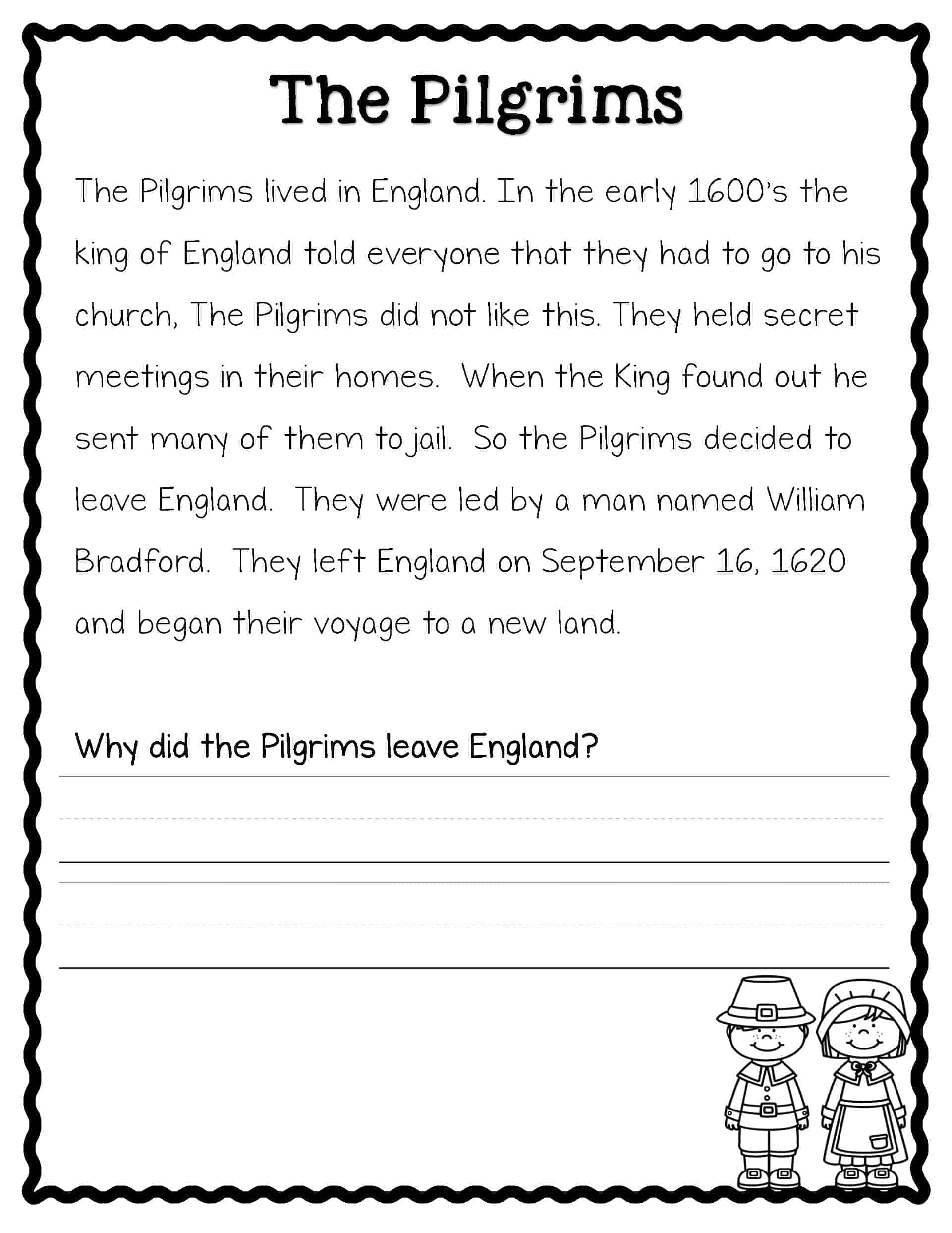 Thanksgiving Reading Comprehension Passages And Activities within First Thanksgiving Reading Comprehension Worksheet